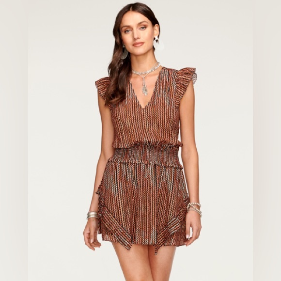 Ramy Brook Striped Jessie V-Neck Mini Dress - Picture 2 of 8